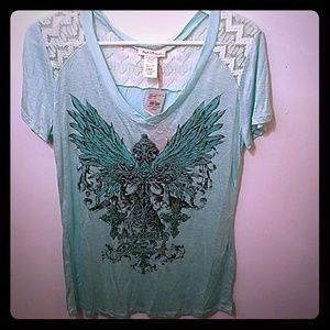 *NWT* Angels & Diamonds teal embellish t-shirt